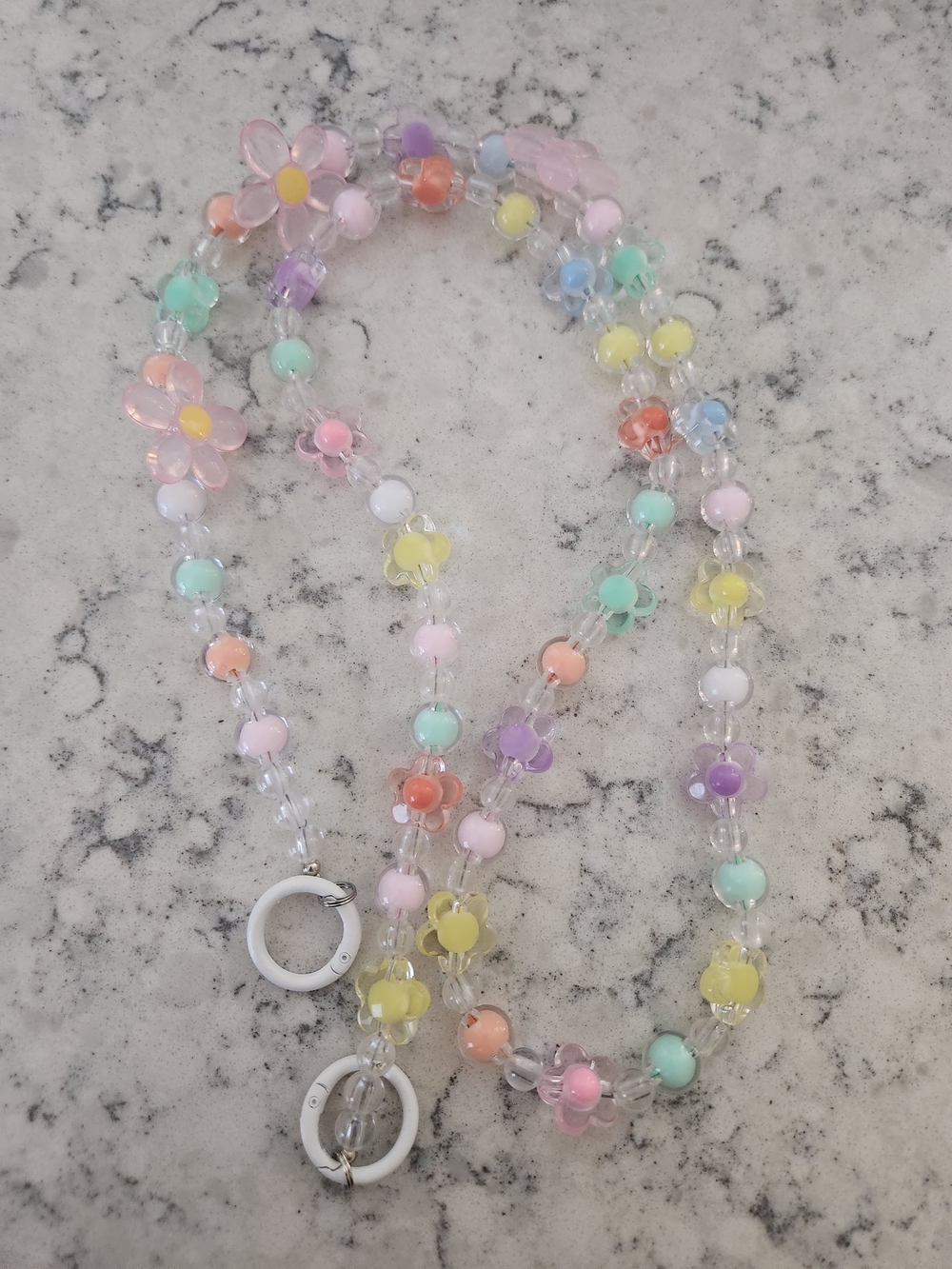 Pastel Flower Beaded Lanyard